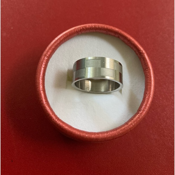 COPY - Stainless steel band. Satin matte & polished checkerboard pattern. Size … - Picture 3 of 5